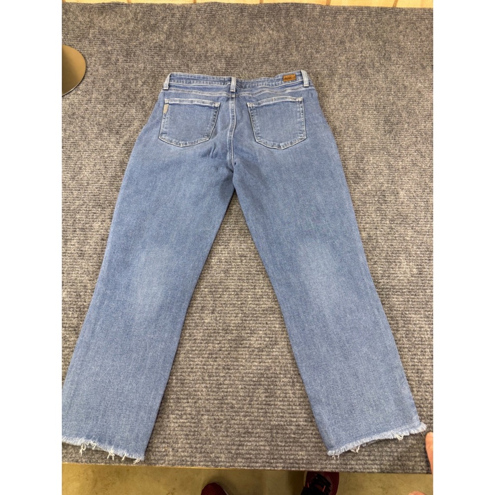 PAIGE Kylie Crop Jeans Light Wash Distressed Frayed Hem Women's Size 30x25 - Picture 3 of 14